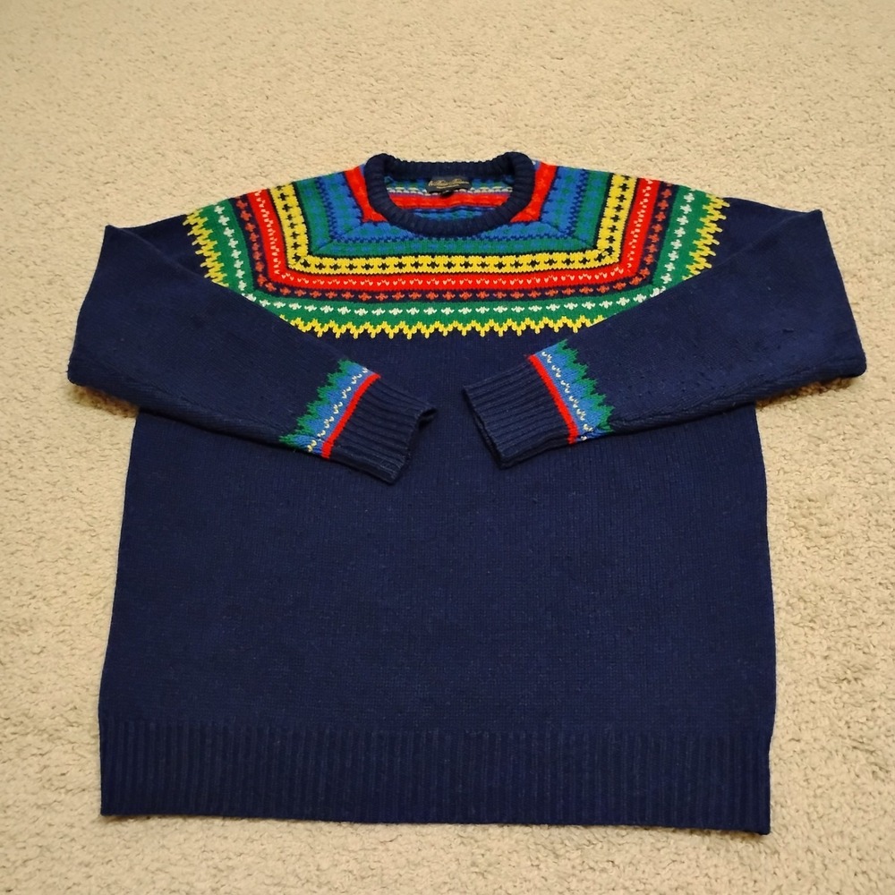 Brooks Brothers English Lambs Wool Sweater Mens XL Fair Isle Crew Holiday Nordic